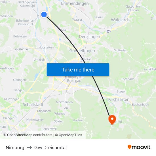 Nimburg to Gvv Dreisamtal map