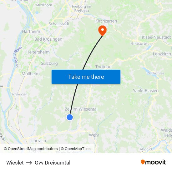 Wieslet to Gvv Dreisamtal map