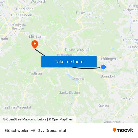 Göschweiler to Gvv Dreisamtal map