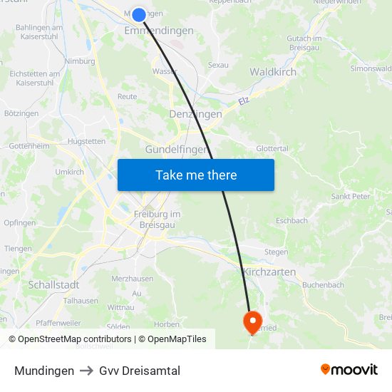 Mundingen to Gvv Dreisamtal map