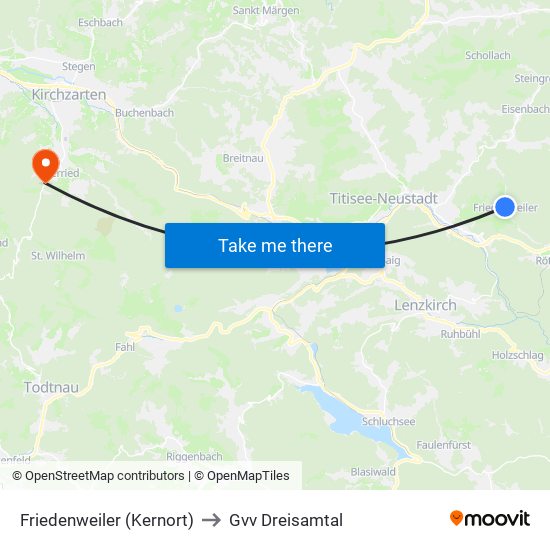 Friedenweiler (Kernort) to Gvv Dreisamtal map