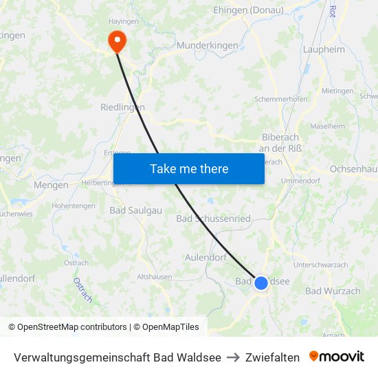 Verwaltungsgemeinschaft Bad Waldsee to Zwiefalten map
