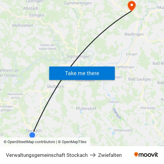 Verwaltungsgemeinschaft Stockach to Zwiefalten map