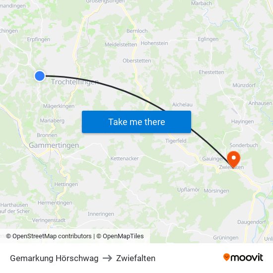 Gemarkung Hörschwag to Zwiefalten map