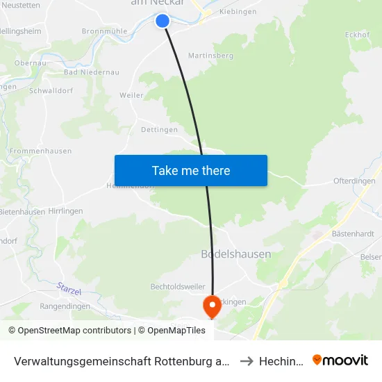 Verwaltungsgemeinschaft Rottenburg am Neckar to Hechingen map