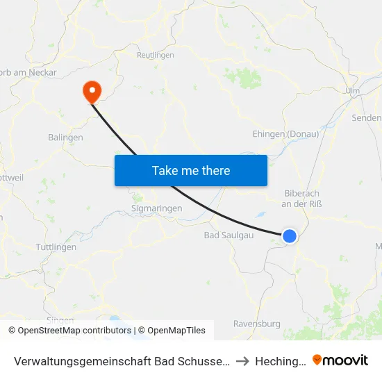 Verwaltungsgemeinschaft Bad Schussenried to Hechingen map