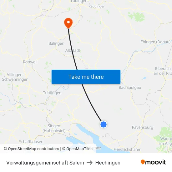 Verwaltungsgemeinschaft Salem to Hechingen map