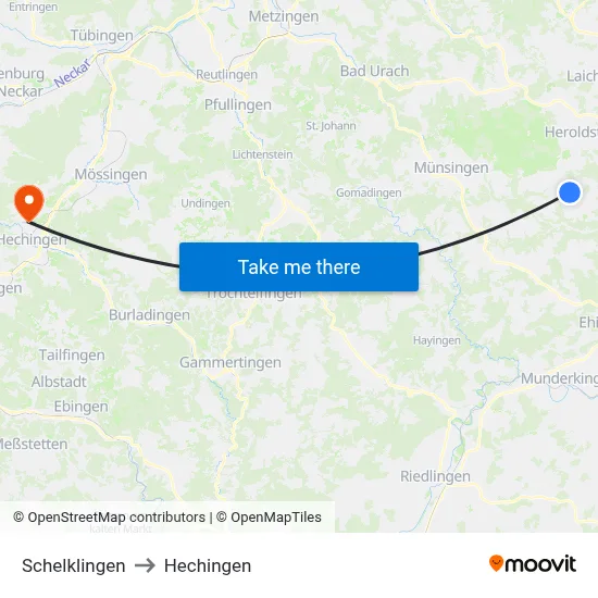 Schelklingen to Hechingen map