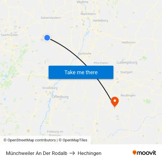 Münchweiler An Der Rodalb to Hechingen map