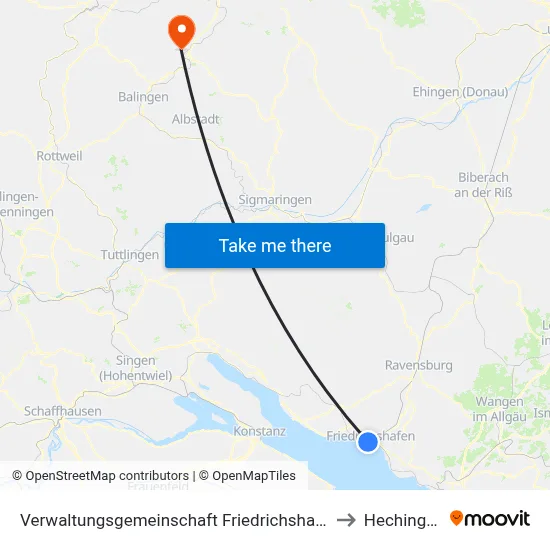 Verwaltungsgemeinschaft Friedrichshafen to Hechingen map