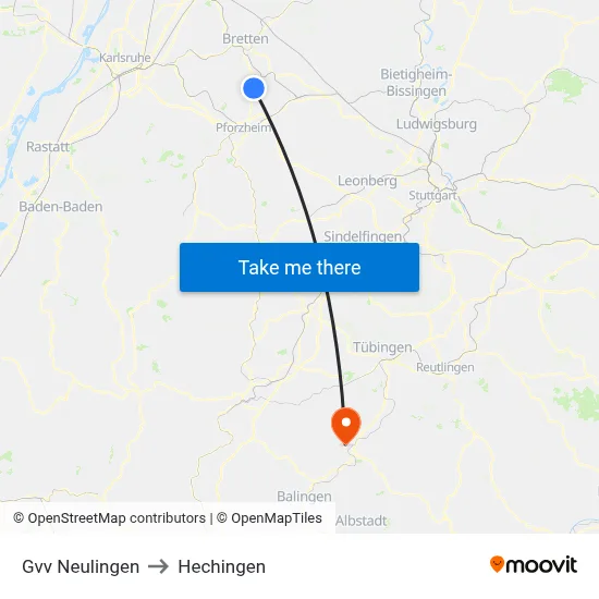 Gvv Neulingen to Hechingen map