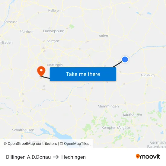 Dillingen A.D.Donau to Hechingen map