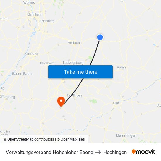 Verwaltungsverband Hohenloher Ebene to Hechingen map