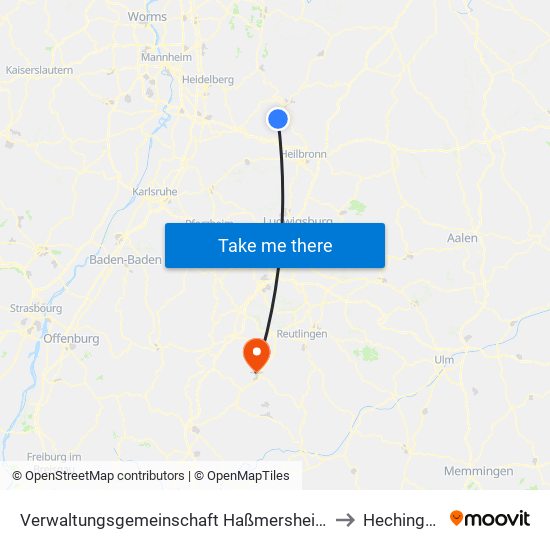 Verwaltungsgemeinschaft Haßmersheim to Hechingen map