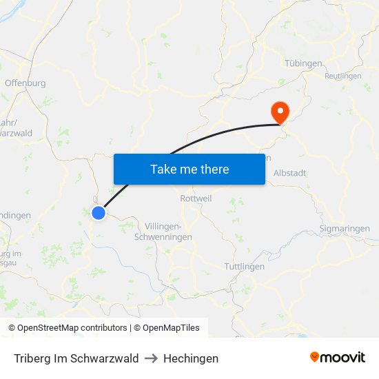 Triberg Im Schwarzwald to Hechingen map