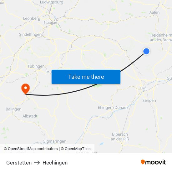 Gerstetten to Hechingen map