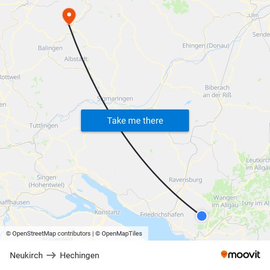 Neukirch to Hechingen map