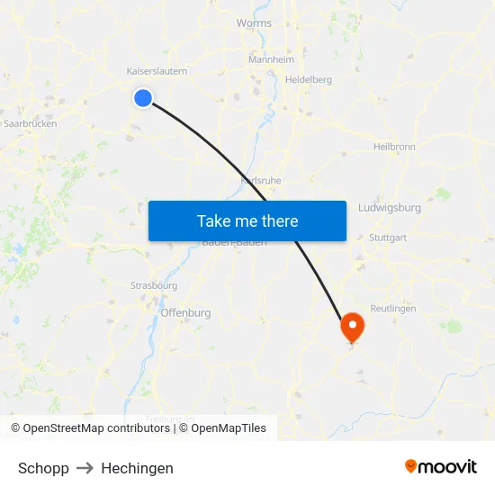 Schopp to Hechingen map