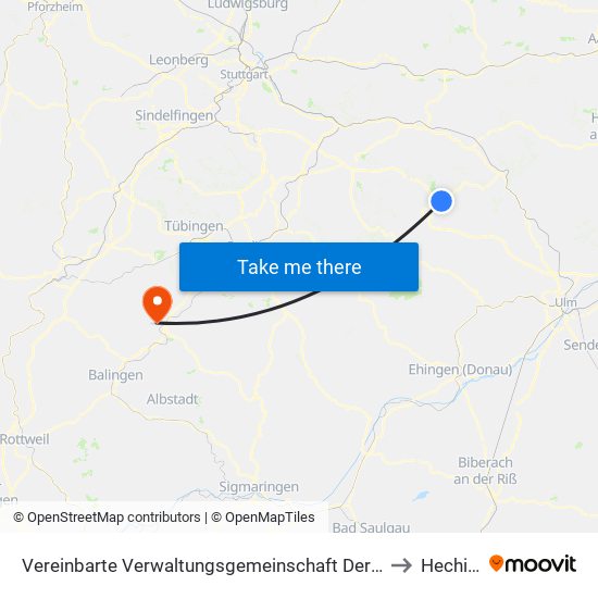 Vereinbarte Verwaltungsgemeinschaft Der Gemeinde Deggingen to Hechingen map