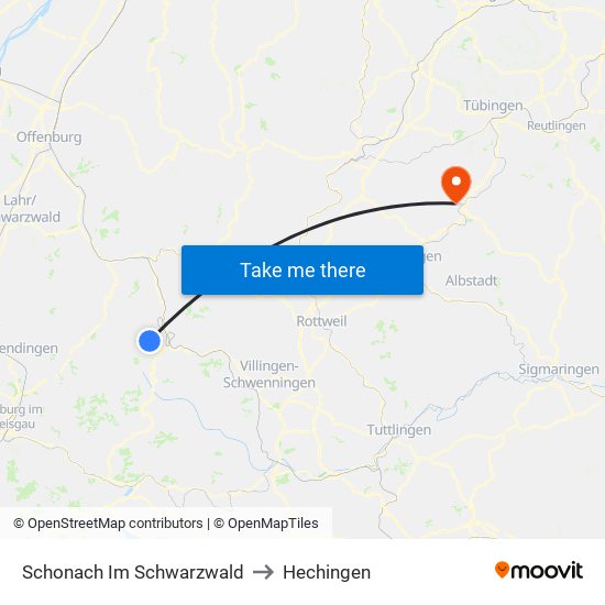 Schonach Im Schwarzwald to Hechingen map