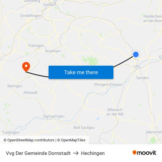 Vvg Der Gemeinde Dornstadt to Hechingen map