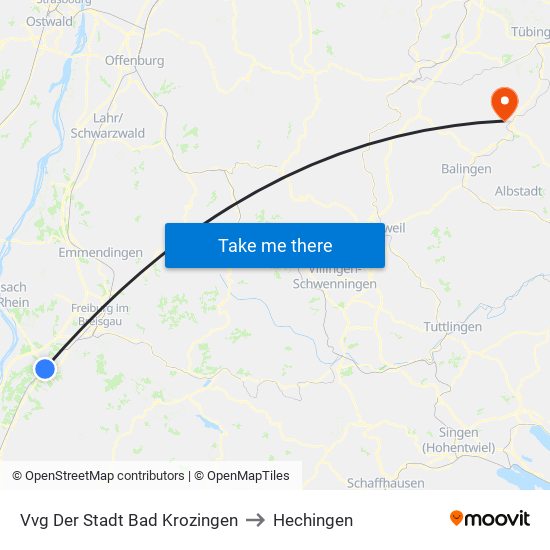 Vvg Der Stadt Bad Krozingen to Hechingen map