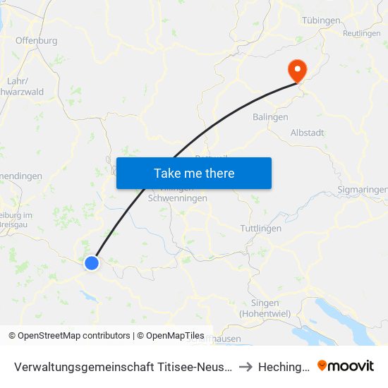 Verwaltungsgemeinschaft Titisee-Neustadt to Hechingen map