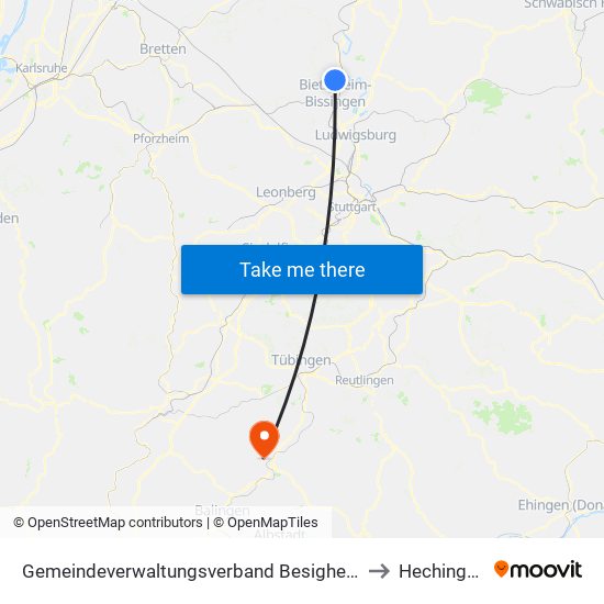 Gemeindeverwaltungsverband Besigheim to Hechingen map