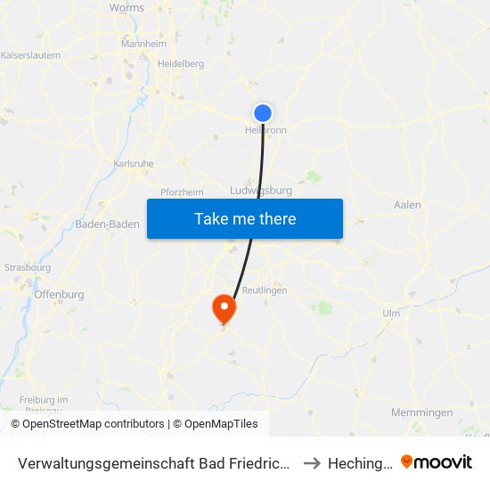 Verwaltungsgemeinschaft Bad Friedrichshall to Hechingen map