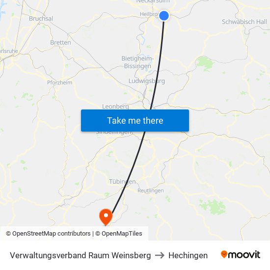 Verwaltungsverband Raum Weinsberg to Hechingen map