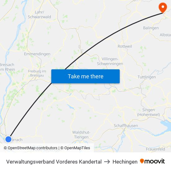 Verwaltungsverband Vorderes Kandertal to Hechingen map