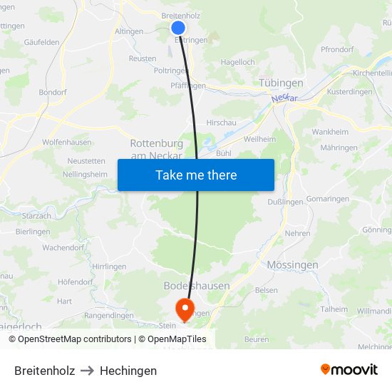 Breitenholz to Hechingen map