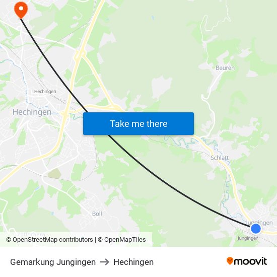 Gemarkung Jungingen to Hechingen map