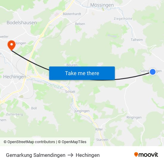 Gemarkung Salmendingen to Hechingen map