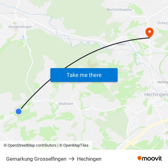 Gemarkung Grosselfingen to Hechingen map