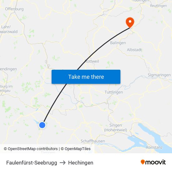 Faulenfürst-Seebrugg to Hechingen map