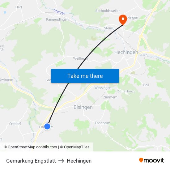 Gemarkung Engstlatt to Hechingen map