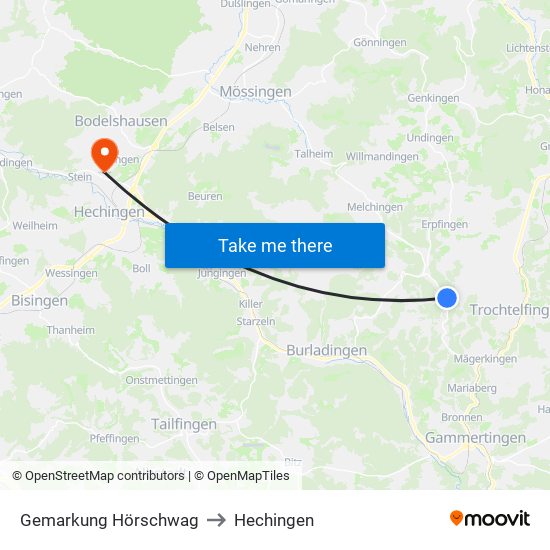 Gemarkung Hörschwag to Hechingen map