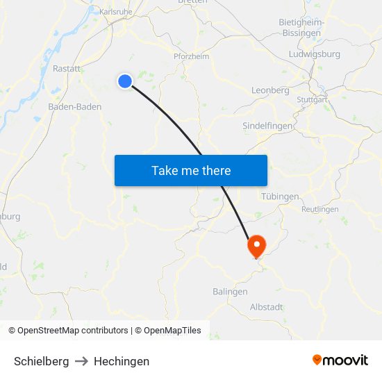 Schielberg to Hechingen map