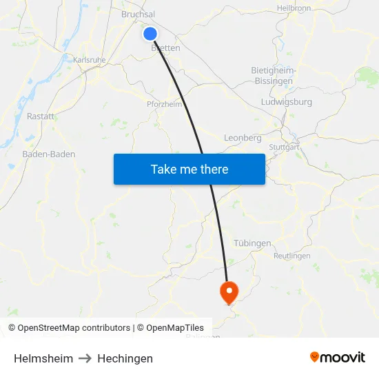 Helmsheim to Hechingen map