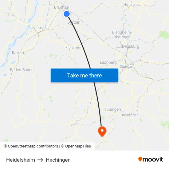 Heidelsheim to Hechingen map