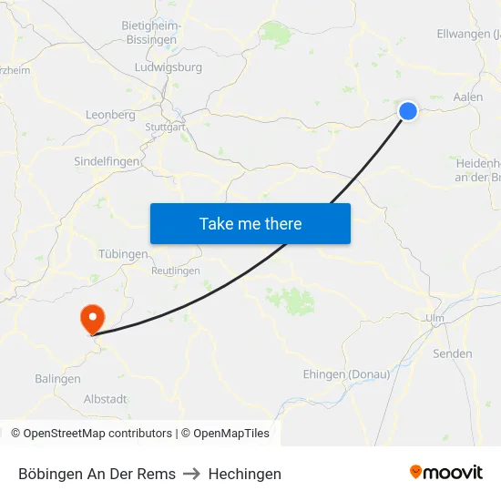 Böbingen An Der Rems to Hechingen map