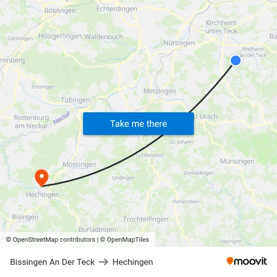 Bissingen An Der Teck to Hechingen map