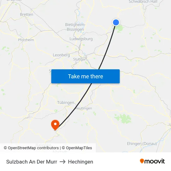 Sulzbach An Der Murr to Hechingen map