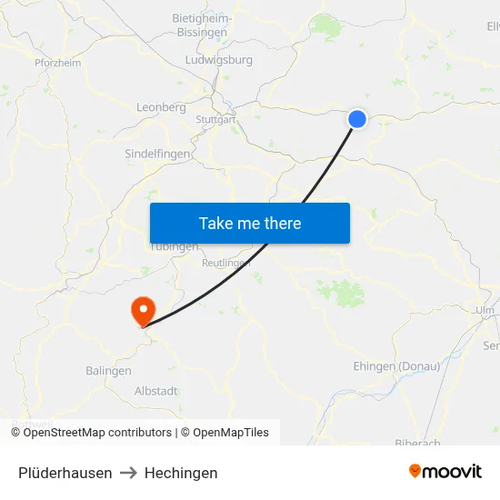 Plüderhausen to Hechingen map