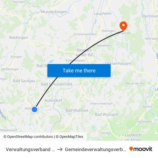 Verwaltungsverband Altshausen to Gemeindeverwaltungsverband Schwendi map