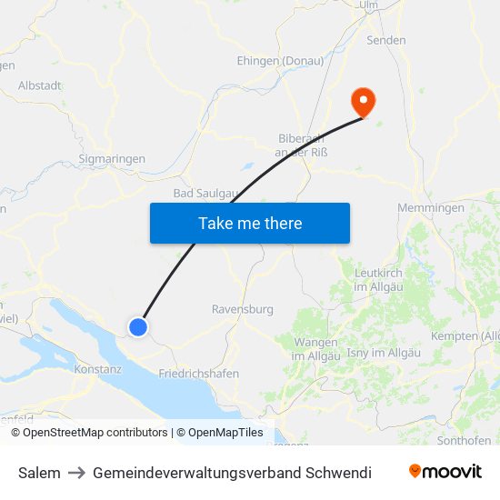 Salem to Gemeindeverwaltungsverband Schwendi map