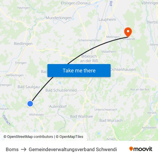 Boms to Gemeindeverwaltungsverband Schwendi map