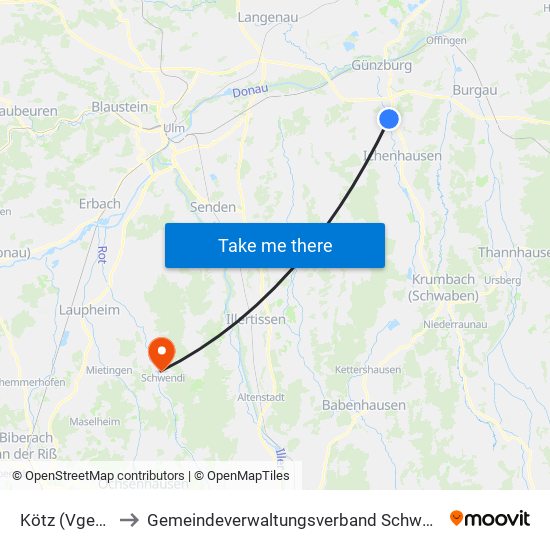 Kötz (Vgem) to Gemeindeverwaltungsverband Schwendi map