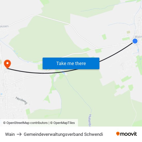 Wain to Gemeindeverwaltungsverband Schwendi map